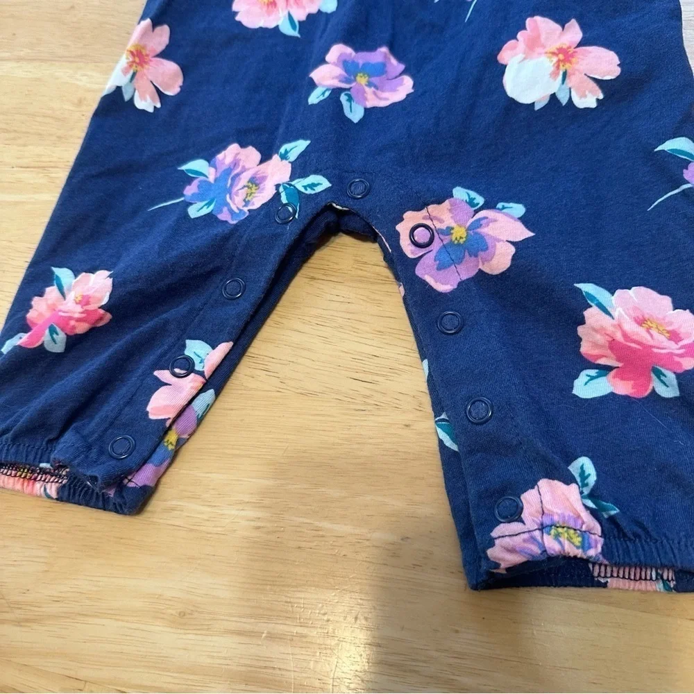 Carter's Baby Girl Navy Pink Floral Jumpsuit Blue 3M 3 Months Spring Summer